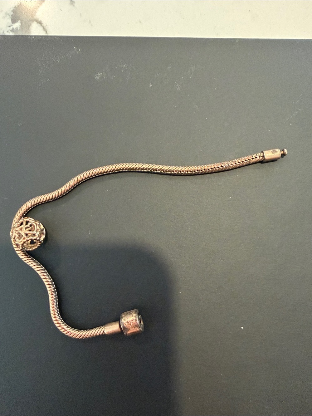 Pandora Rose Gold Filigree Snake Chain Bracelet